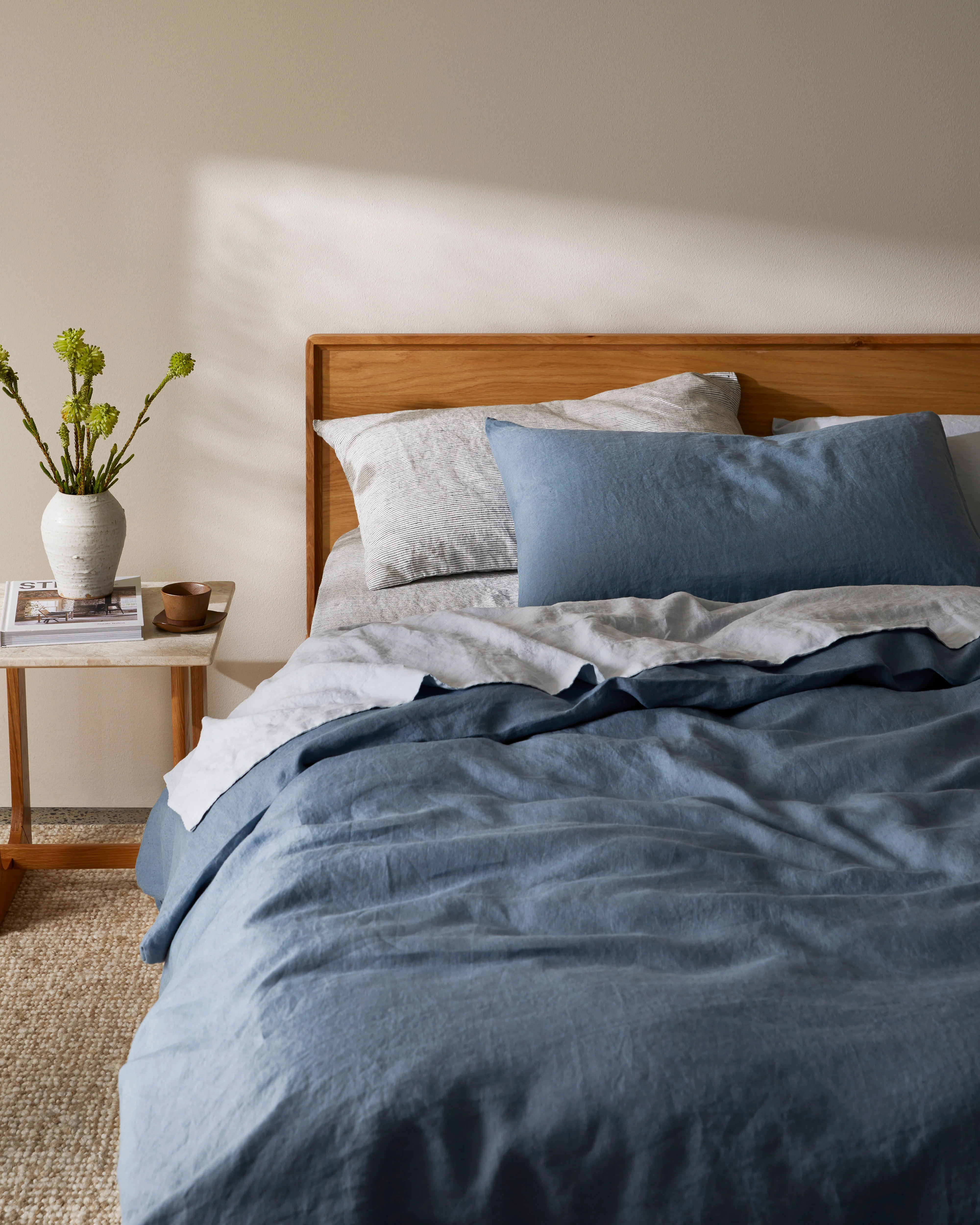 Linen Pillowcase Pair in Lagoon - Image 3